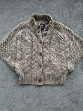American Eagle 2011 Women's Cable Knit Button-Front Cropped Cardigan Sweater